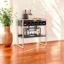 Ver imagem 1 de Aparador Adega Bar Preto/cobre com Prateleira e Nichos para Vinhos - Pleno