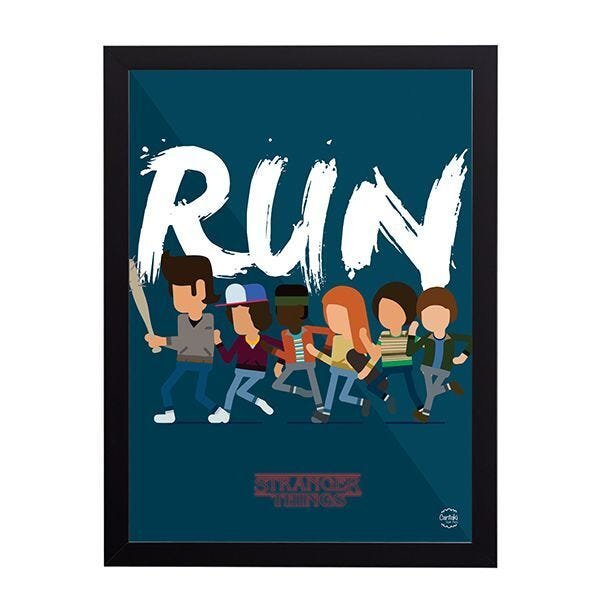 Stranger Things Run Background Quadro Decorativo Run Stranger Things - Preto - A4 - 24x33cm ...