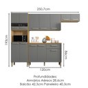 Ver imagem 3 de Cozinha com Balcao Versalhes 251 Cm Freijo Gris Ktp