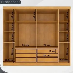 Ver imagem 4 de Guarda Roupa Casal Olímpia 6 Portas 6 Gavetas Divisao Ele e Ela:cinamomo / Off White