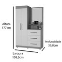 Ver imagem 4 de Guarda-roupa Solteiro com Espelho Penteadeira 2 Portas Onix Luxo -móveis Primus - Branco