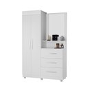 Ver imagem 3 de Guarda-roupa Solteiro com Espelho Penteadeira 2 Portas Onix Luxo -móveis Primus - Branco