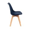 Kit 2 Cadeiras Charles Eames Leda Veludo Estofada Base Madeira - Azul - 2