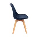 Ver imagem 2 de Kit 2 Cadeiras Charles Eames Leda Veludo Estofada Base Madeira - Azul