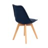 Kit 2 Cadeiras Charles Eames Leda Veludo Estofada Base Madeira - Azul - 6