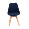 Kit 2 Cadeiras Charles Eames Leda Veludo Estofada Base Madeira - Azul - 3