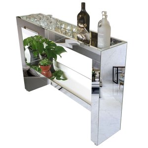 Aparador Espelhado Bar Prateleira Luxo Sofisticado 120x85x29 - Dom Móveis