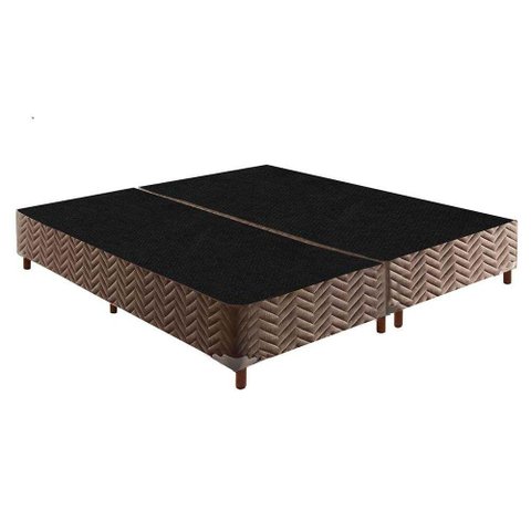 Cama Box Base Queen Sommier Rústico Bordado Brown (158x198x20) - Paropas