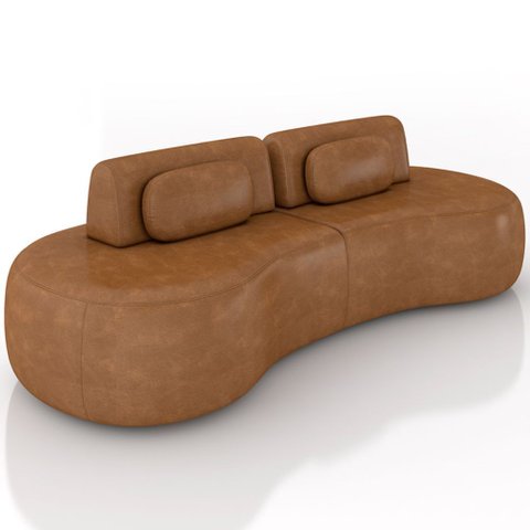 Sofá 4 Lugares Orgânico para Sala Living 280cm Vasti M03 Couríssimo Whisky - Lyam Decor