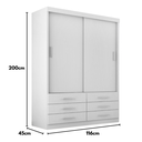 Ver imagem 4 de Guarda-Roupa Solteiro 2 Portas Correr 6 Gavetas Capri