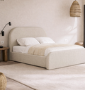Ver imagem 2 de Cama Estofada Tamanho Casal 1.40m Tecido Linho Ocre com Design Baixo e Elegante