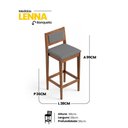 Ver imagem 4 de Kit 02 Banquetas Altas Lenna 99cm em Madeira e Encosto Estofado Linho Cinza - Abmaza