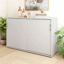 Ver imagem 1 de Armário Escritório 120cm 2 Portas de Correr e Prateleiras F5 Cor:cinza
