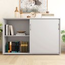Ver imagem 4 de Armário Escritório 120cm 2 Portas de Correr e Prateleiras F5 Cor:cinza