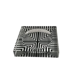 Cinzeiro de Vidro Preto e Branco 18cm Ah0586 Btc