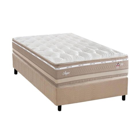 Cama Box Base Solteiro: Colchão Molas Ensacadas Herval Maxspring Angres + Base Crc Suede Clean (
