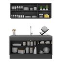 Ver imagem 6 de Armário de Cozinha Compacta com Rodapé Veneza Multimóveis Mp2114.898 Preto/branco