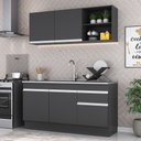Ver imagem 1 de Armário de Cozinha Compacta com Rodapé Veneza Multimóveis Mp2114.898 Preto/branco