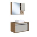 Ver imagem 2 de Conjunto Banheiro Gabinete com Cuba e Espelheira Toalheiro 80cm Suspenso Multimóveis Crpro-CON037
