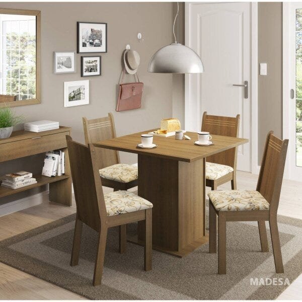Conjunto Sala de Jantar Mesa e 4 Cadeiras Kate Madesa - 1