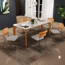Ver imagem 2 de Mesa Capri 160cm Off White Nature E 6 Cadeiras Allana B05 Couríssimo Whisky Linho Bege - Lyam