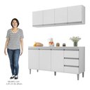 Ver imagem 5 de Armário Aéreo e Balcão Gabinete com Tampo 160cm Andréia Branco - AJL Móveis