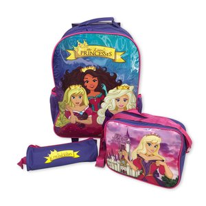 Kit Mochila Infantil Princesas 3 em 1 - Disponível em 2 Cores Cor:Roxa