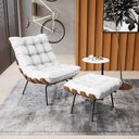 Ver mais imagens de Kit 01 Poltrona e 01 Puff Costela Corino Branco
