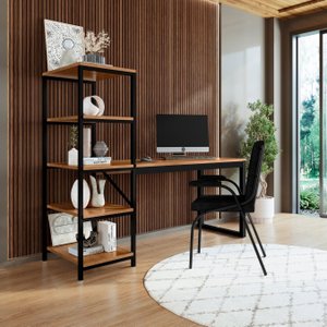 Escrivaninha Home C/ Prateleira Innovare Industrial Canela