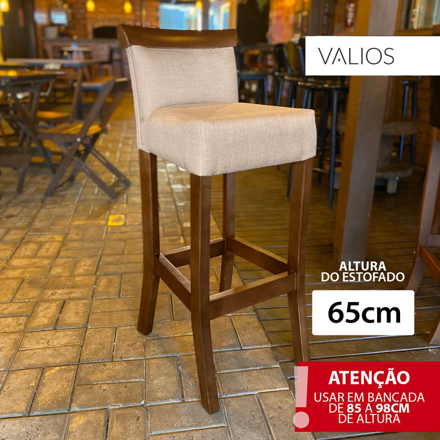 Banqueta para Cozinha Americana 1 Unidade Bistro Balcao 65cm Valios Banqueta Alta Creta - 2