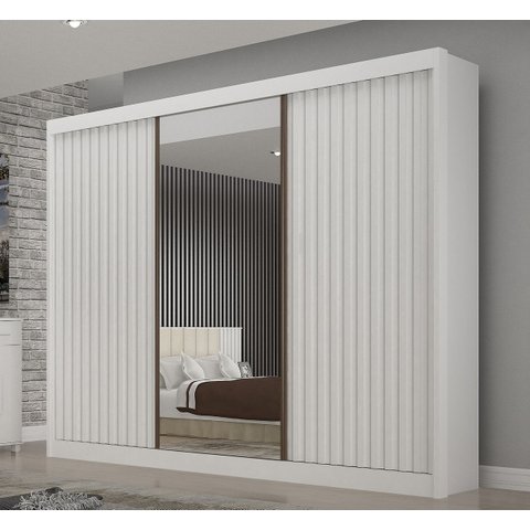 Guarda Roupa Casal com Espelho Ripado Milano - Arbo Design
