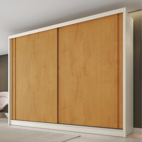 Guarda Roupa Monterey com Portas de Correr 100% Mdf – Mademarcs - Off White/peroba/off White