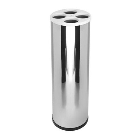Lixeira de Copos de Água em Aço Inox 24x70cm com Tampa Plastica - Branco