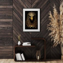 Quadro Águia Dourada - 60x48cm:madeira Preta - 2