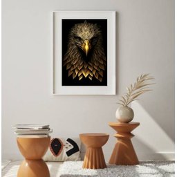 Quadro Águia Dourada - 60x48cm:madeira Preta - 1