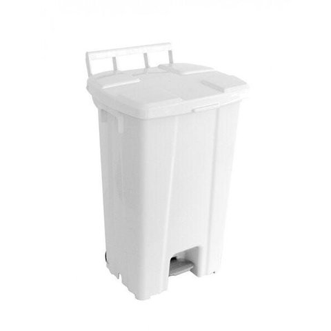 Cesto Plastico Quadrado com Pedal, Aro Interno e Rodas 100l - Branco
