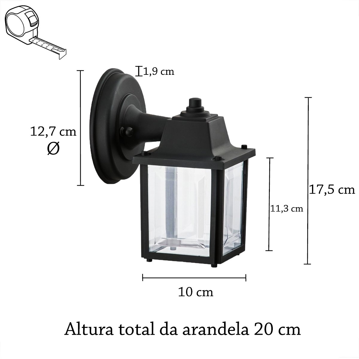4 Un Luminária Arandela Externo Colonial Plastico Preto Alz17 - 5