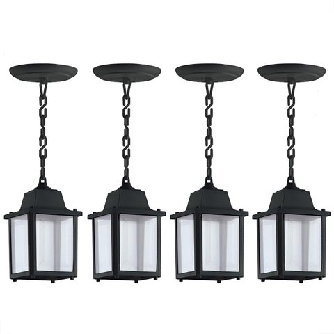 4 Un Luminária Pendente Externo Colonial Plastico Preto Alz14