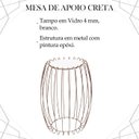 Ver imagem 3 de Mesa Apoio Lateral 43 Cm Tampo Vidro Branco Base Metal Cobre Nacc