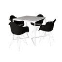 Ver imagem 2 de Mesa Jantar Industrial Quadrada Branca 90cm Base V com 4 Poltronas Pretas Eames Eiffel Ferro Branco