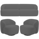 Ver imagem 1 de Sofá 3 Lugares Curvo Orgânico com 02 Poltronas para Sala Living 220cm Barolo L06 Veludo Grafite - Ly