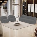 Ver imagem 3 de Sofá 3 Lugares Curvo Orgânico com 02 Poltronas para Sala Living 220cm Barolo L06 Veludo Grafite - Ly