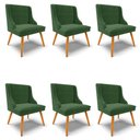 Ver imagem 1 de Kit 6 Cadeiras Estofadas para Sala de Jantar Pés Palito Lia Suede Verde - Ibiza