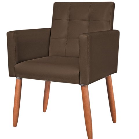 Poltrona Decorativa Tecido Corano Pés Palito para Recepção Clinica Base Reforçada