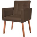 Ver imagem 1 de Poltrona Decorativa Tecido Corano Pés Palito para Recepção Clinica Base Reforçada