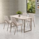Ver imagem 1 de Conjunto para Sala de Jantar com 4 Cadeiras Dora Bege/Champagne/Off White