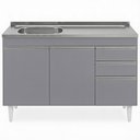 Ver imagem 5 de Balcão Cozinha com Pia Inox Deslocada 120cm Ávila Cinza Sagrado L03 - Mpozenato