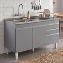 Ver imagem 3 de Balcão Cozinha com Pia Inox Deslocada 120cm Ávila Cinza Sagrado L03 - Mpozenato