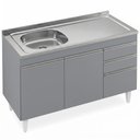 Ver imagem 1 de Balcão Cozinha com Pia Inox Deslocada 120cm Ávila Cinza Sagrado L03 - Mpozenato