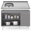 Ver imagem 4 de Balcão Cozinha com Pia Inox Deslocada 120cm Ávila Cinza Sagrado L03 - Mpozenato